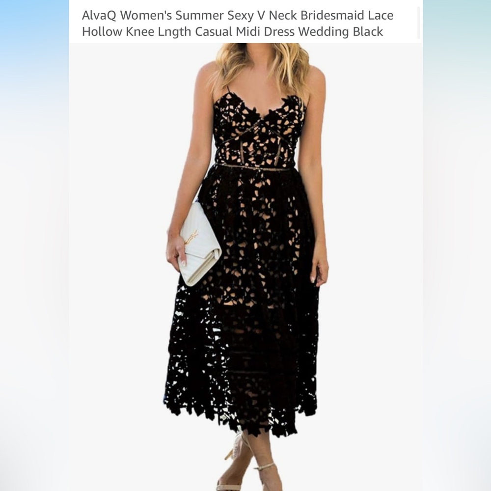 Women's Black Lace Midi Dress